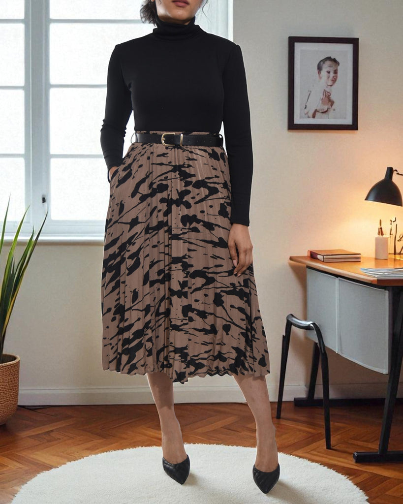 Ladies Brown Printed Pocket Skirt - StylePhase SA