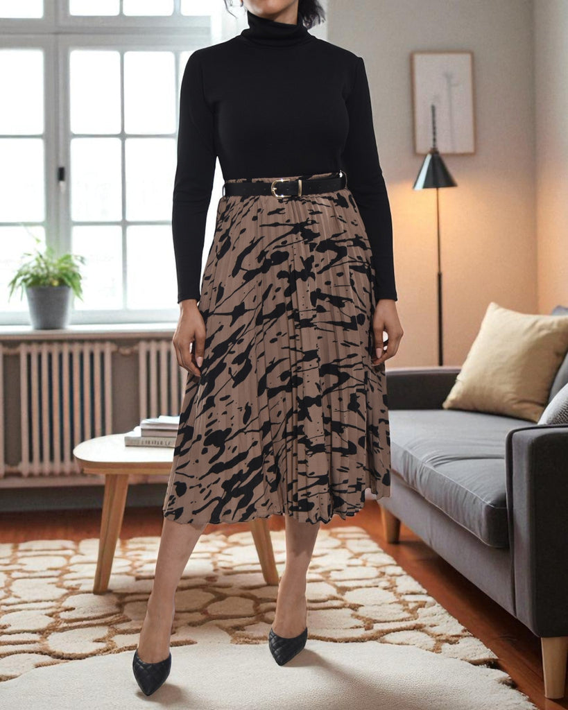 Ladies Brown Printed Pocket Skirt - StylePhase SA