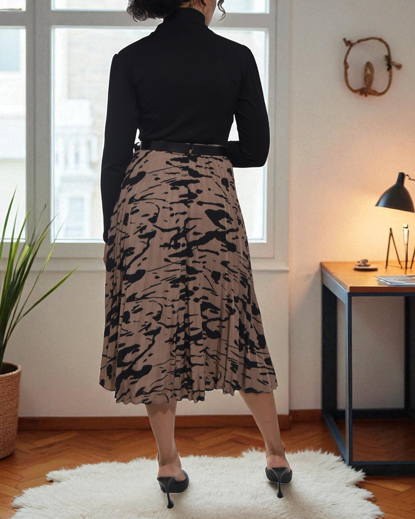 Ladies Brown Printed Pocket Skirt - StylePhase SA