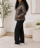 Ladies Brown Puffer Hoody Jacket - StylePhase SA