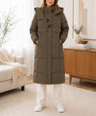Ladies Brown Puffer Toggle Long Jacket - StylePhase SA