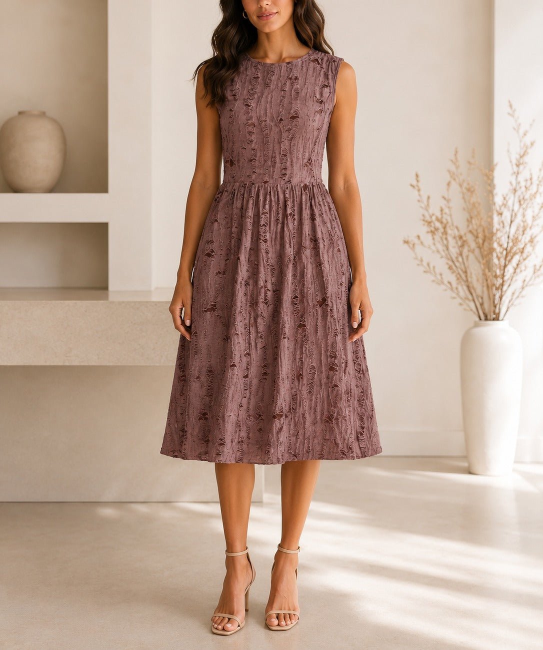 Ladies Brown Rip Look Pocket Dress - StylePhase SA
