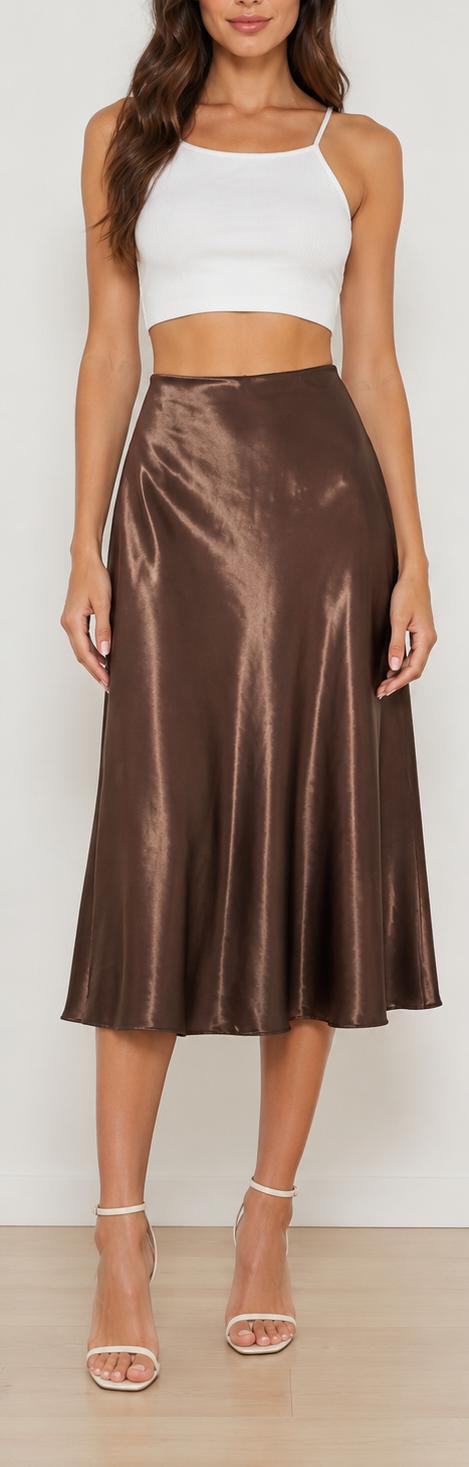 Ladies Brown Satin Skirt - StylePhase SA