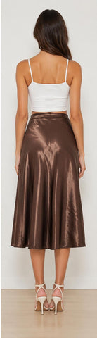 Ladies Brown Satin Skirt - StylePhase SA
