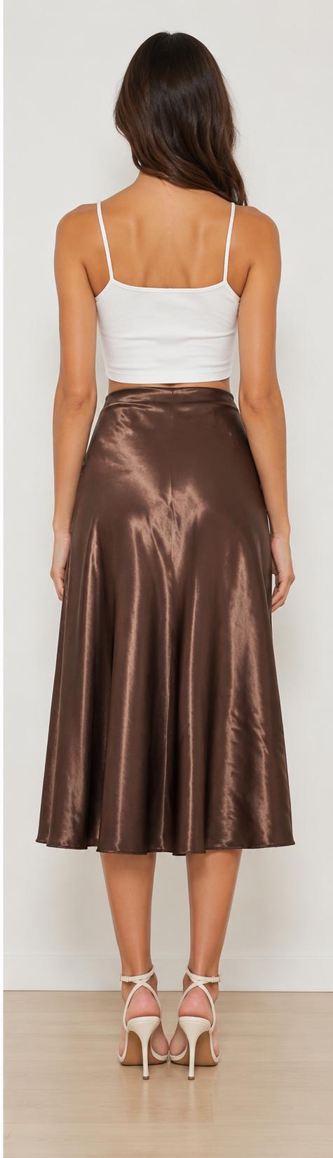 Ladies Brown Satin Skirt - StylePhase SA