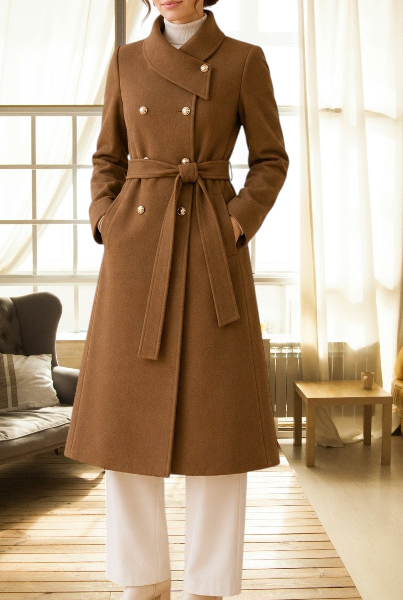 Ladies Brown Side Collar Coat - StylePhase SA
