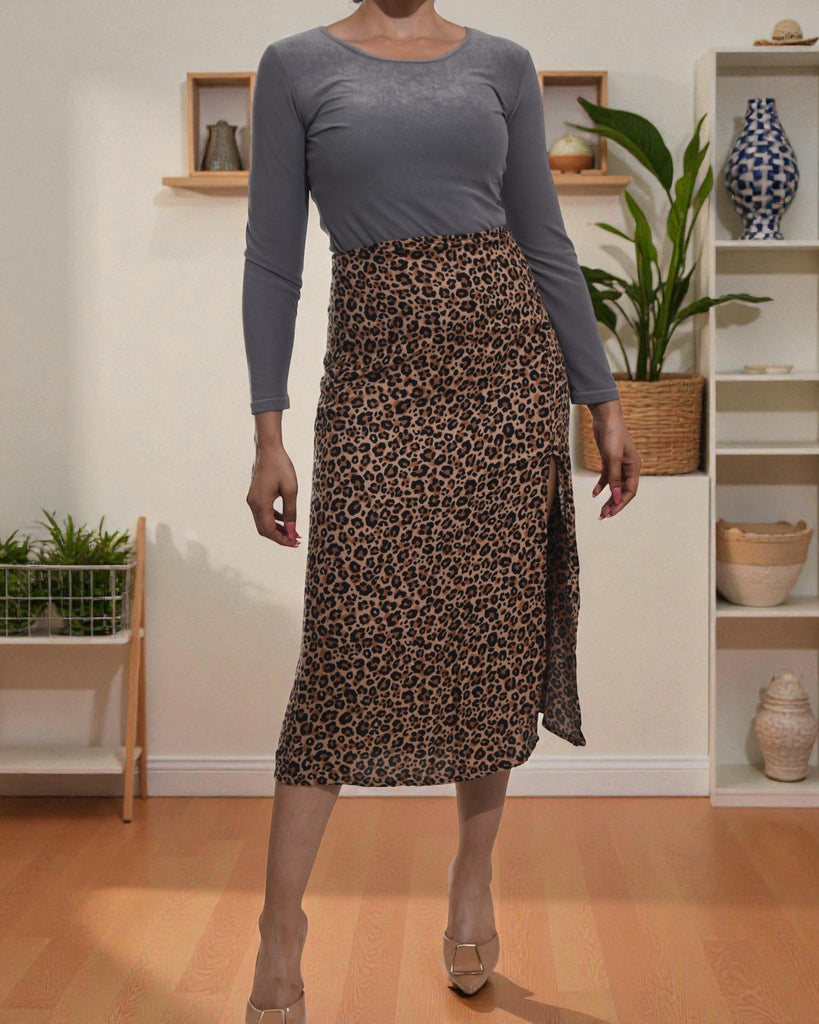 Ladies Brown Slit Skirt - StylePhase SA