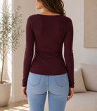 Ladies Brown Square Neck Button Knit Cardigan - StylePhase SA
