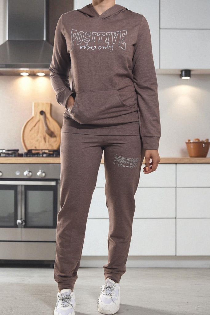 Ladies Brown Tracksuit Set - White Positive - StylePhase SA