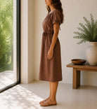 Ladies Brown Tunic Tie Dress - StylePhase SA