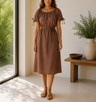 Ladies Brown Tunic Tie Dress - StylePhase SA