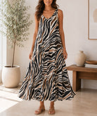 Ladies Brown V Neck Maxi Dress - StylePhase SA