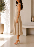 Ladies Brown V Neck Zip Back Pocket Dress - StylePhase SA