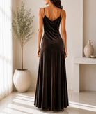 Ladies Brown Velour Strappy Maxi Dress - StylePhase SA