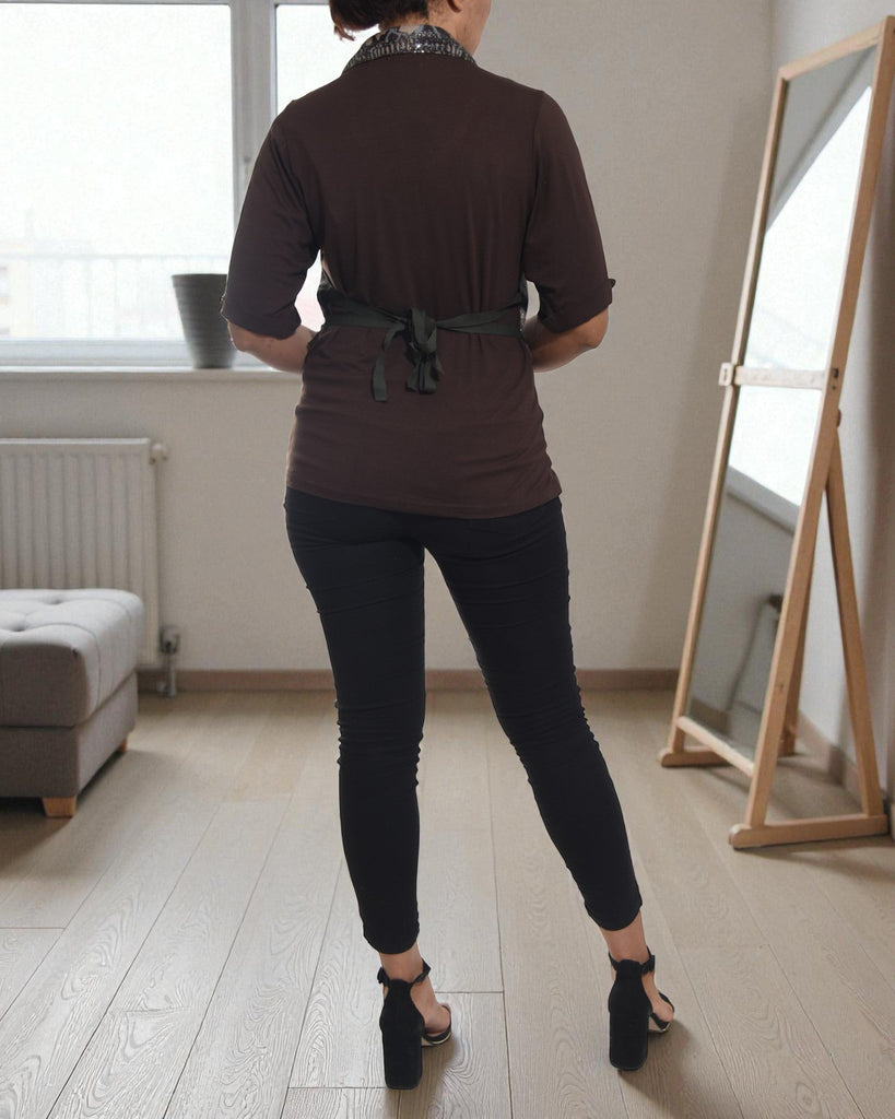 Ladies Brown Waist Coat Top - StylePhase SA
