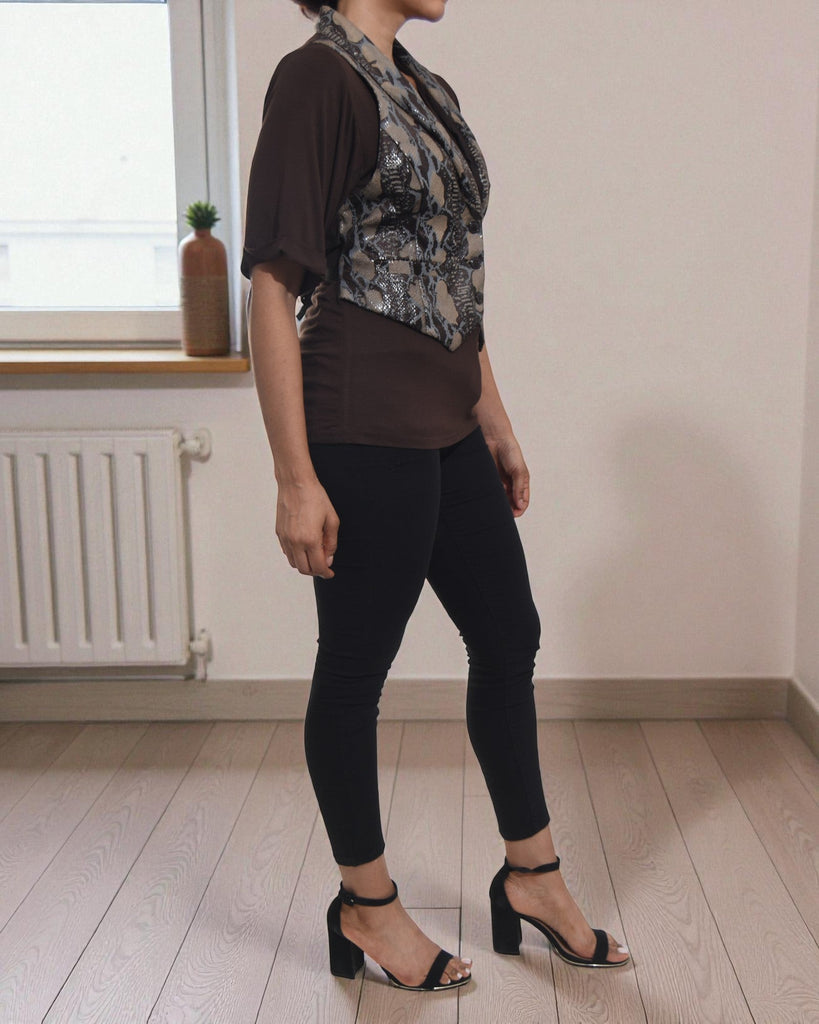Ladies Brown Waist Coat Top - StylePhase SA