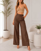 Ladies Brown Wide Leg pocket pants - StylePhase SA