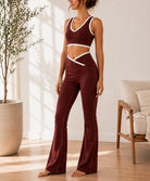 Ladies Brown Wide Leg Two-Piece Activewear Set - StylePhase SA