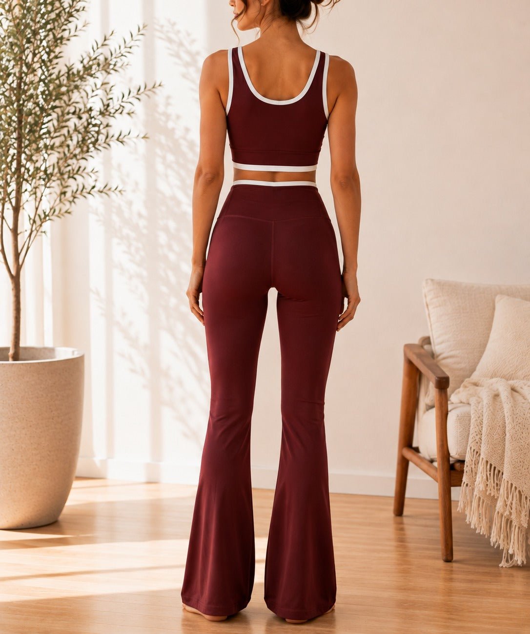Ladies Brown Wide Leg Two-Piece Activewear Set - StylePhase SA