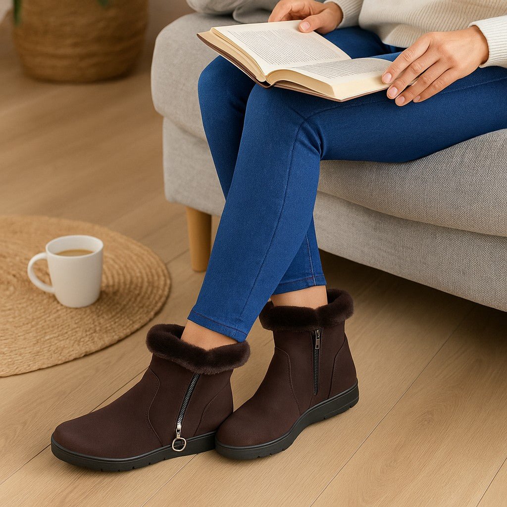 Ladies Brown Zip Ankle Boots - StylePhase SA
