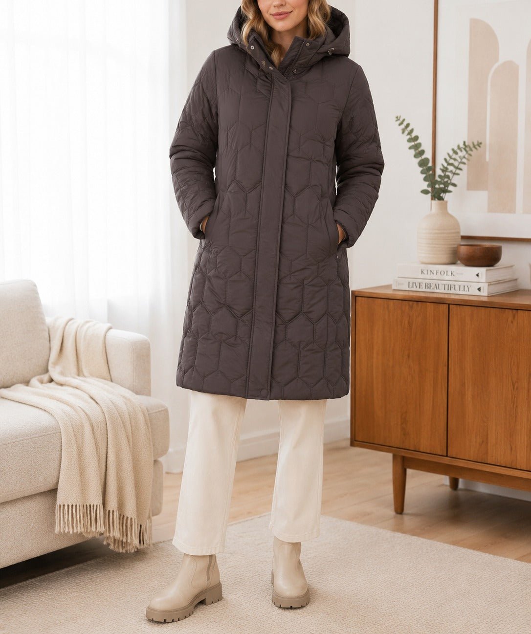 Ladies Brown Zip Puffer Jacket - StylePhase SA