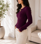 Ladies Burgandy Pearl Detail Top - StylePhase SA