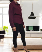 Ladies Burgundy Back Tie Shirt - StylePhase SA