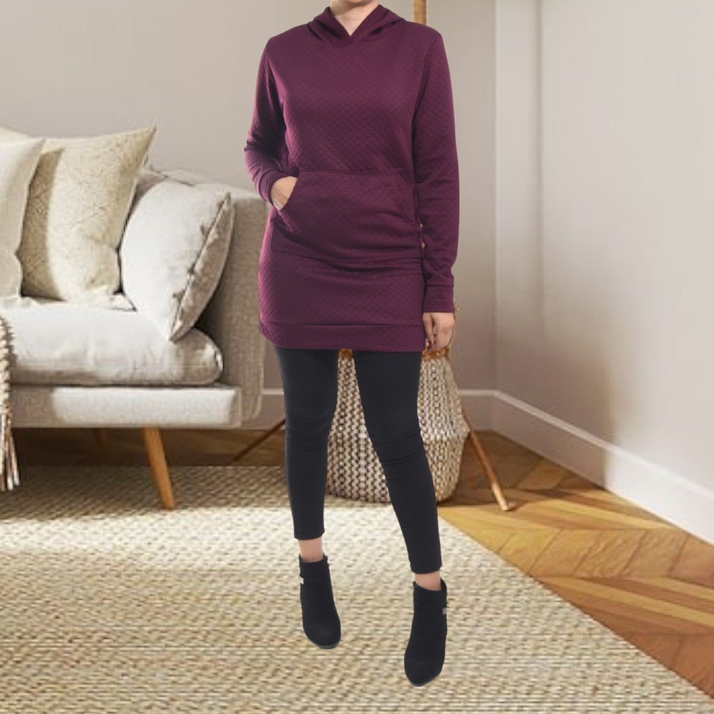 Ladies Burgundy Hoody Dress - StylePhase SA