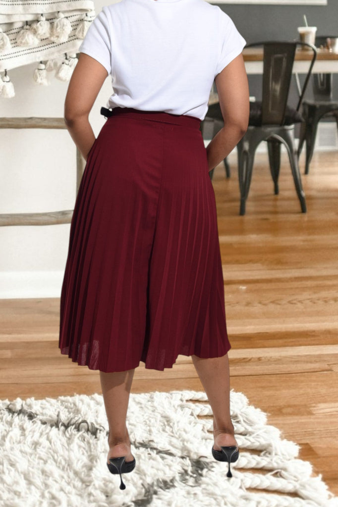 Ladies Burgundy Pleated Skirt - StylePhase SA