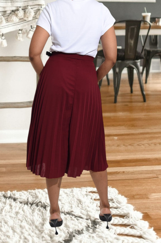 Ladies Burgundy Pleated Skirt - StylePhase SA