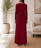 Ladies Burgundy Ribbed Knit Maxi Dress - StylePhase SA