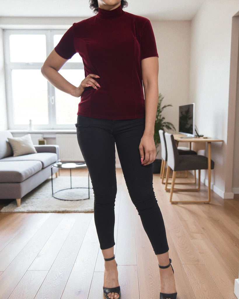 Ladies Burgundy Velour Top - StylePhase SA