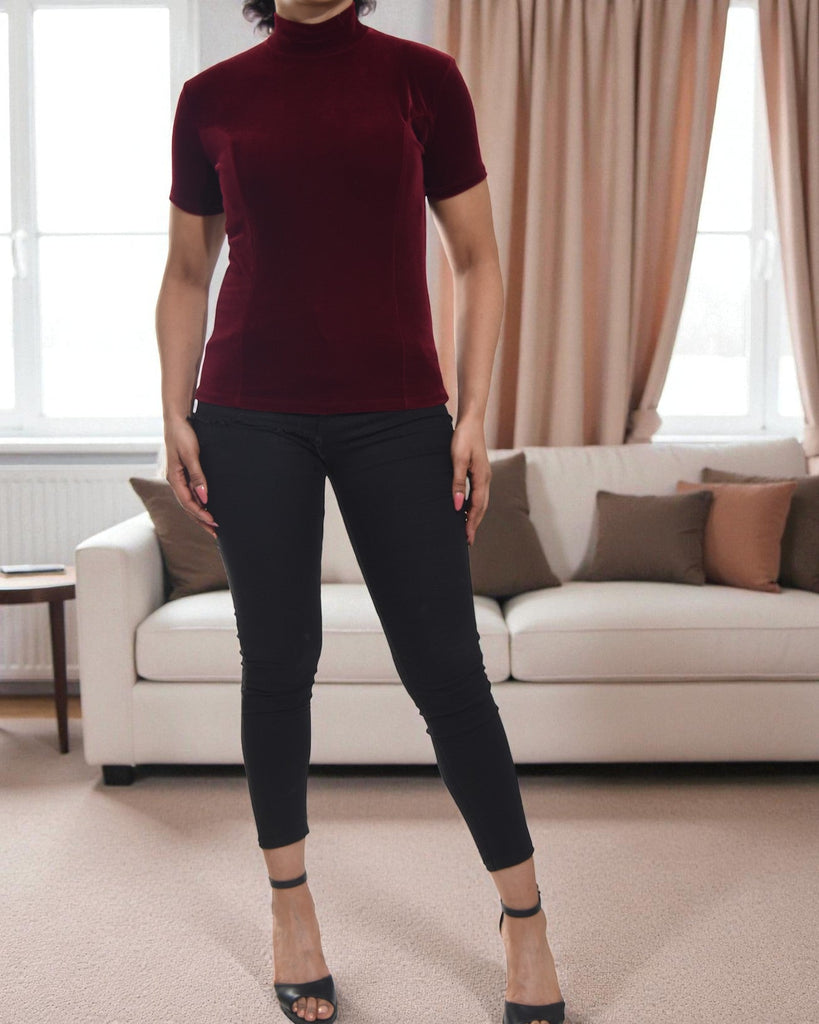 Ladies Burgundy Velour Top - StylePhase SA