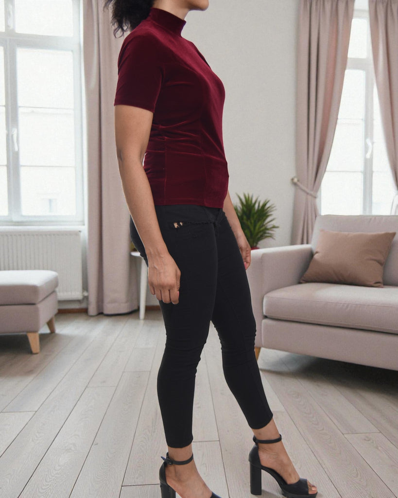 Ladies Burgundy Velour Top - StylePhase SA