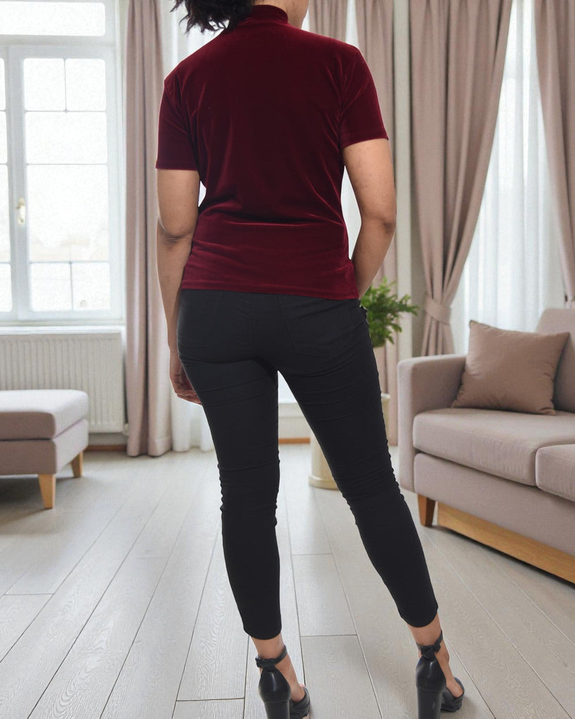 Ladies Burgundy Velour Top - StylePhase SA