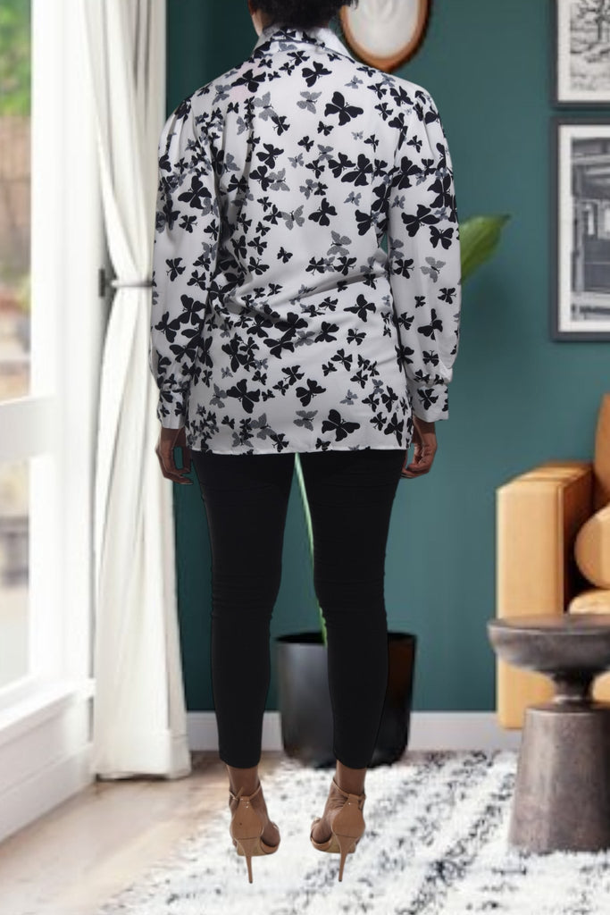 Ladies Butterfly Printed Button Shirt - StylePhase SA