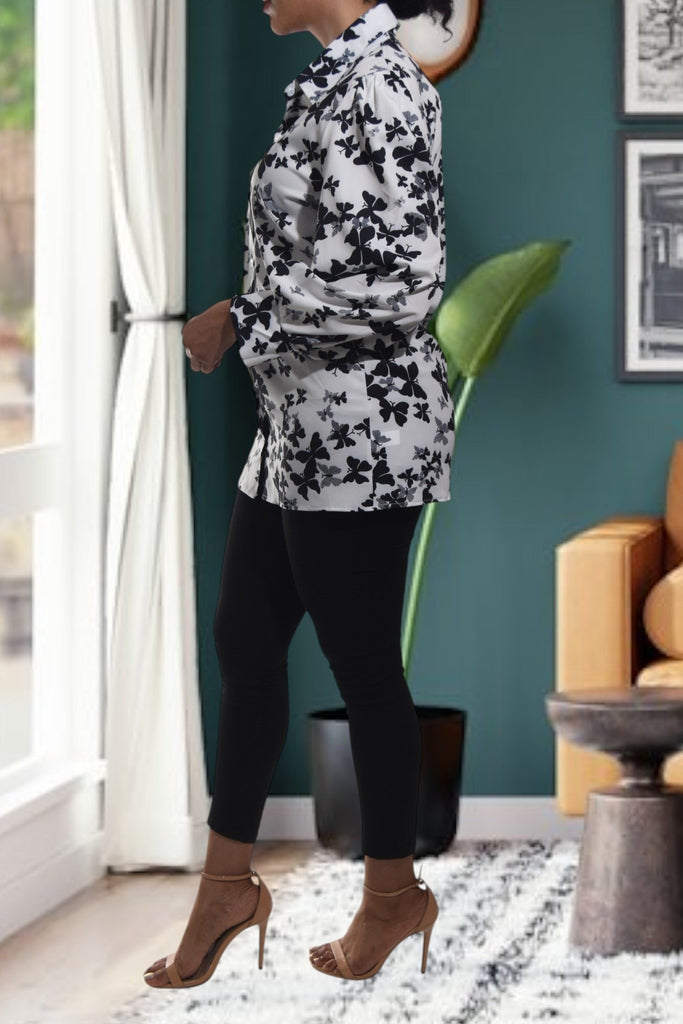 Ladies Butterfly Printed Button Shirt - StylePhase SA