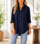 Ladies Button Shirt -Navy - StylePhase SA