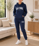 Ladies California Printed Fleece Tracksuit Set - Navy - StylePhase SA