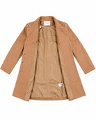 Ladies Camel Double-Breasted Tailored Longline Coat - StylePhase SA