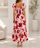 Ladies Cap Sleeve Red Floral Dress - StylePhase SA