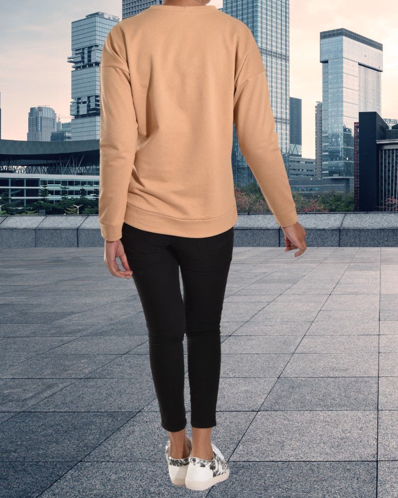 Ladies Caramel Brown Printed Sweater - StylePhase SA