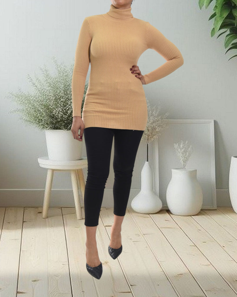Ladies Caramel Polo Neck Dress Top - StylePhase SA