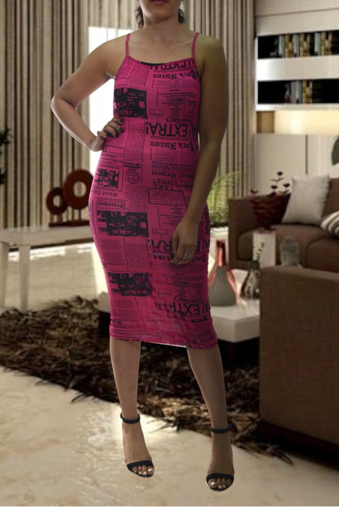 Ladies Cerise Bodycon Strappy Dress - StylePhase SA