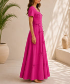 Ladies Cerise Bow Pocket Dress- New Feeling - StylePhase SA