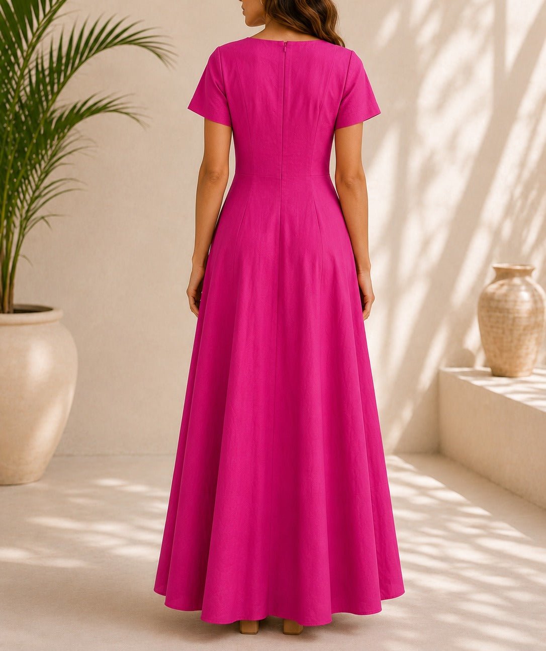 Ladies Cerise Bow Pocket Dress- New Feeling - StylePhase SA