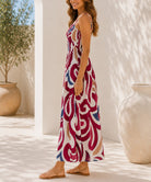 Ladies Cerise Cami Swirl Pattern Maxi Dress - StylePhase SA