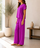 Ladies Cerise Crinkle-Knit Two-piece New Feeling Set - StylePhase SA