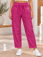 Ladies Cerise Elastic Waistband Front Pocket Pants - StylePhase SA