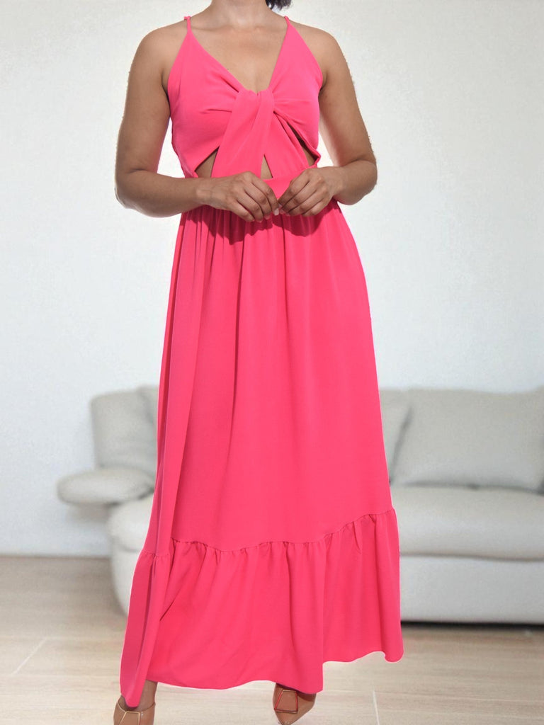 Ladies Cerise Front Tie Dress - StylePhase SA